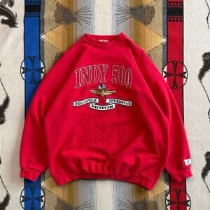 Vintage 90s Indy 500 Embroidered Crewneck Sweatshirt Size XL Logo Athletic Red